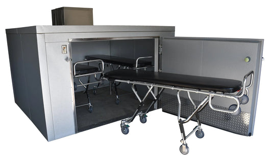 Super sleek American mortuary cooler pictured model tr3 cot roll-in