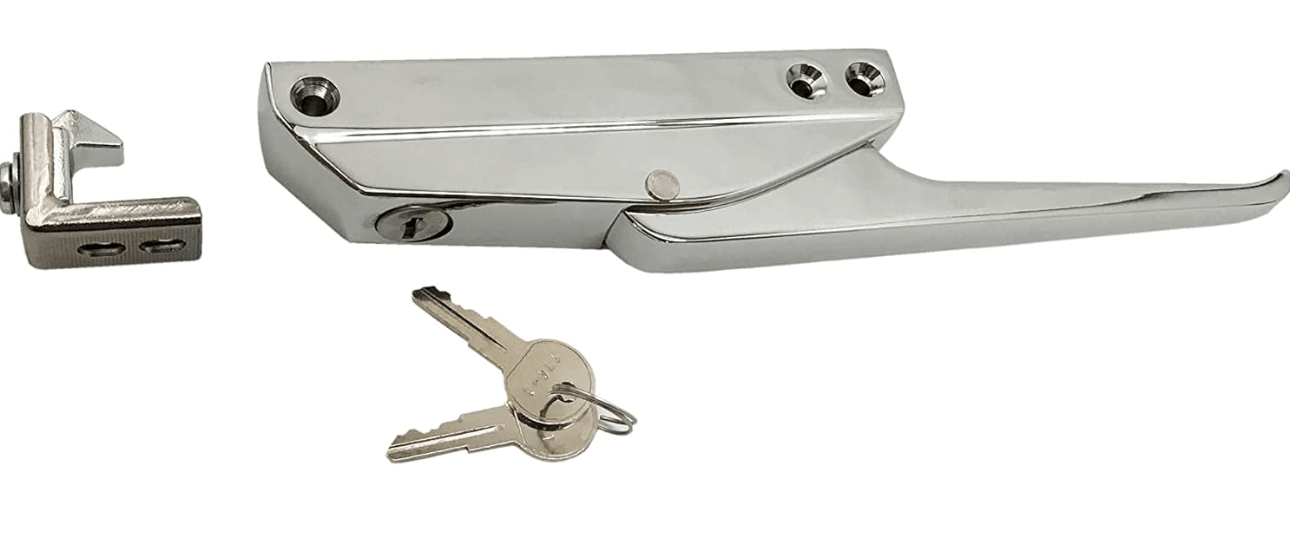 Straight Handle Edgemount Latch (with Key) for Most 3BX, 2BRX, 3B, 2BR mortuary coolers -  American Mortuary Coolers Powered by Funeral Source One Supply Company 