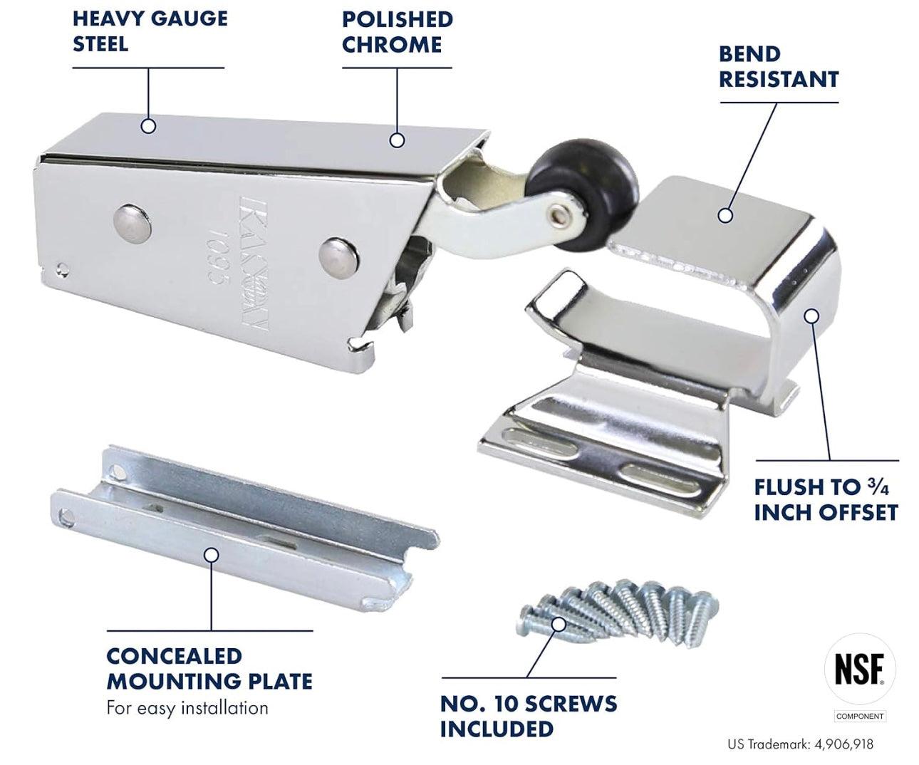 Kason 1095 Spring Action Door Closer and Adjustable Wide-Hook, Flush to 3/4 Inch Offset (Sold Individually) -  American Mortuary Coolers Powered by Funeral Source One Supply Company 