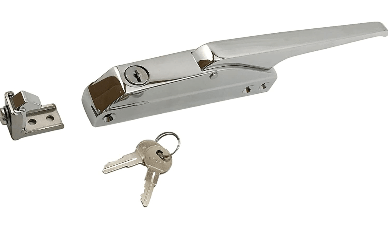 Straight Handle Edgemount Latch (with Key) for Most 3BX, 2BRX, 3B, 2BR mortuary coolers -  American Mortuary Coolers Powered by Funeral Source One Supply Company 