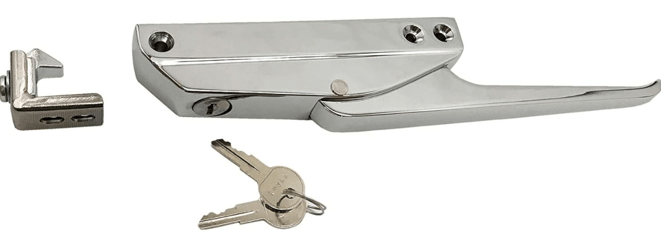 Straight Handle Edgemount Latch (with Key) for Most 3BX, 2BRX, 3B, 2BR mortuary coolers -  American Mortuary Coolers Powered by Funeral Source One Supply Company 