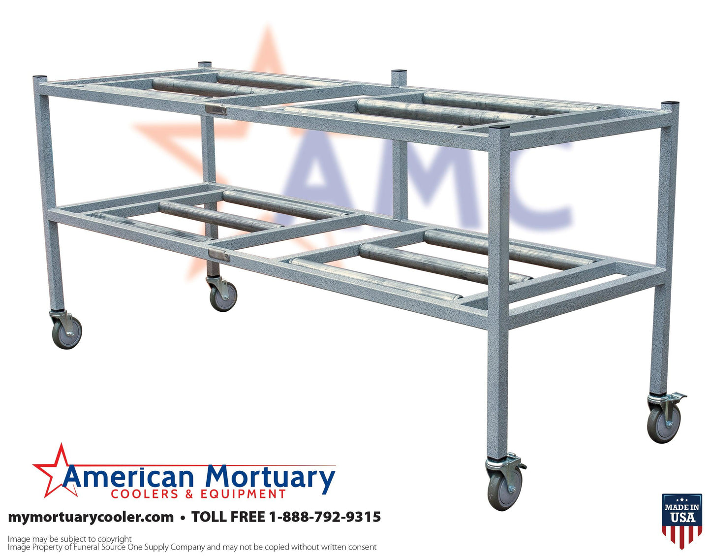 2 Tier American Mortuary Coolers &nbsp;Side Loading Mortuary Roller Rack -  American Mortuary Coolers Powered by Funeral Source One Supply Company 