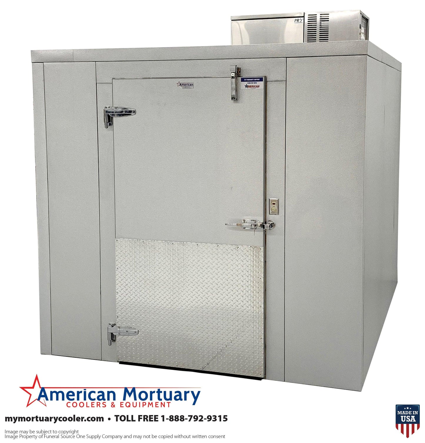 8 x 10 Walk-In Mortuary Morgue Cooler by American Mortuary - American Mortuary Coolers Powered by Funeral Source One Supply Company 