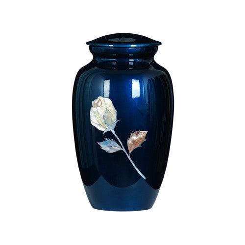 Urn Hand Painted Blue Rose -  American Mortuary Coolers Powered by Funeral Source One Supply Company 