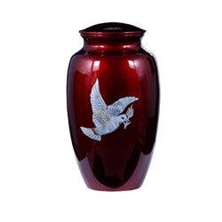 Urn Hand Crafted Burgundy Dove -  American Mortuary Coolers Powered by Funeral Source One Supply Company 