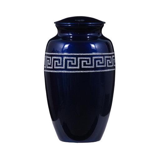 Urn Hand Crafted Grecian Frieze - Blue -  American Mortuary Coolers Powered by Funeral Source One Supply Company 