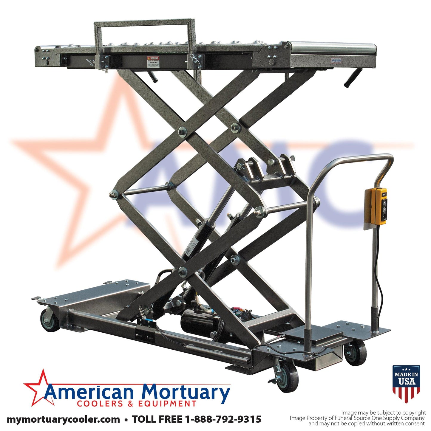 HD 1000 Low Load Powered Crematory Lift -  American Mortuary Coolers Powered by Funeral Source One Supply Company 