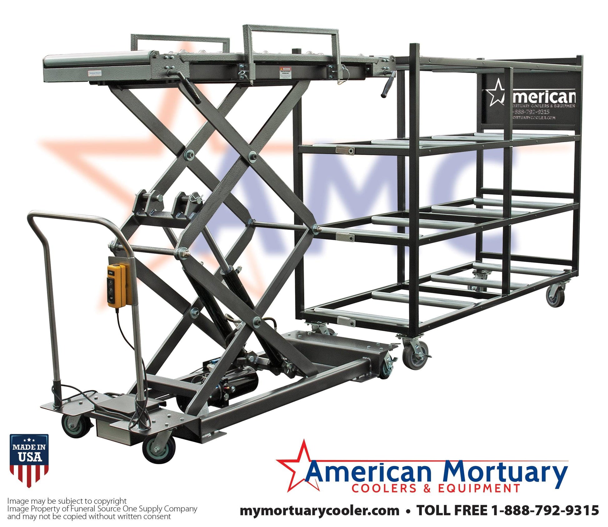 HD 1000 Low Load Powered Crematory Lift -  American Mortuary Coolers Powered by Funeral Source One Supply Company 