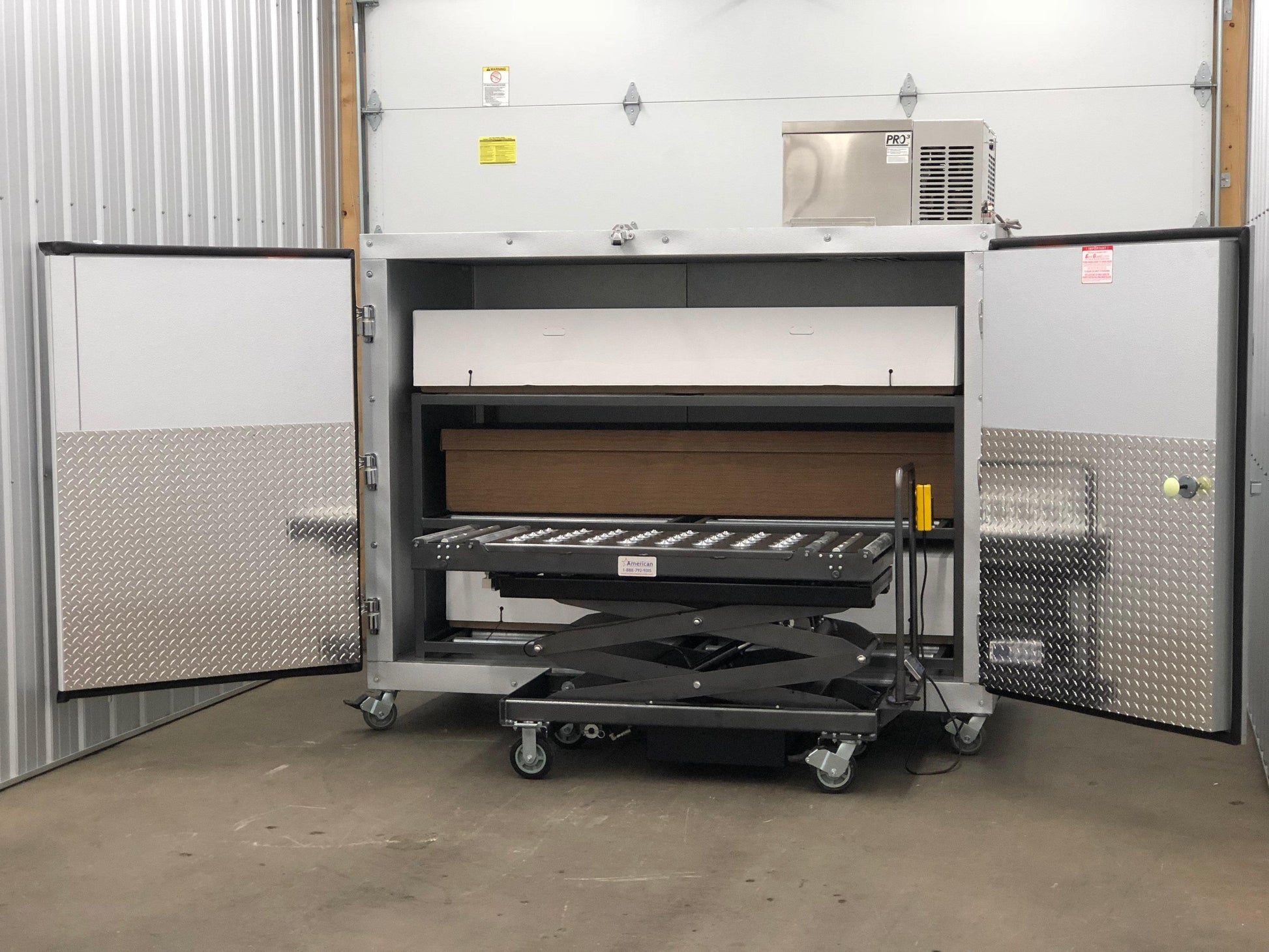 Powered Scissor Lift System HD 1000 MAX Multi-Directional Top -  American Mortuary Coolers Powered by Funeral Source One Supply Company 