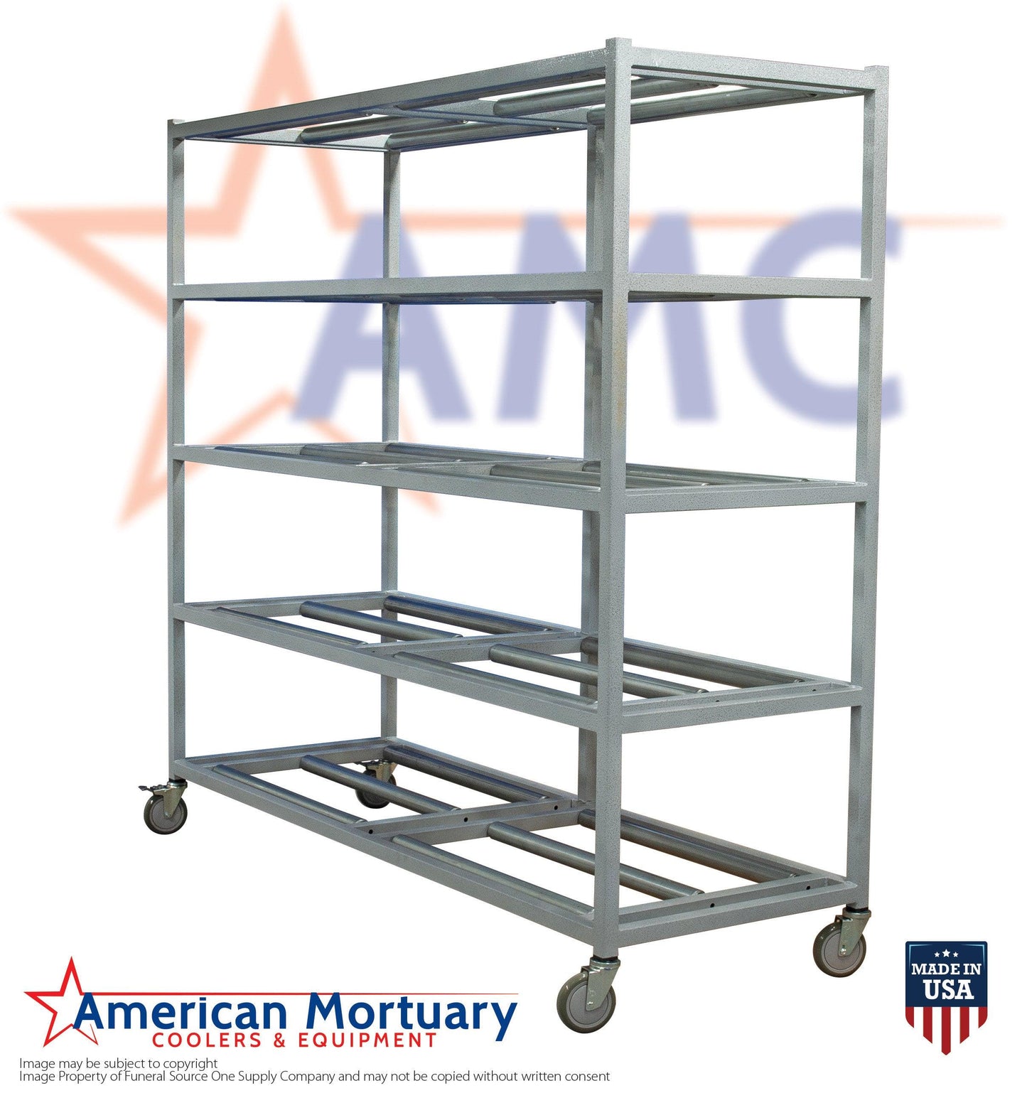 5 Tier American Mortuary Coolers Side Loading Mortuary Roller Rack -  American Mortuary Coolers Powered by Funeral Source One Supply Company 