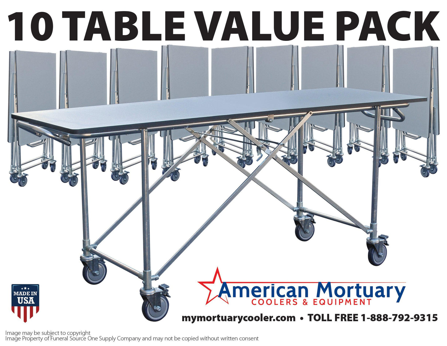 Folding Dressing Table 10-Pack -  American Mortuary Coolers Powered by Funeral Source One Supply Company 