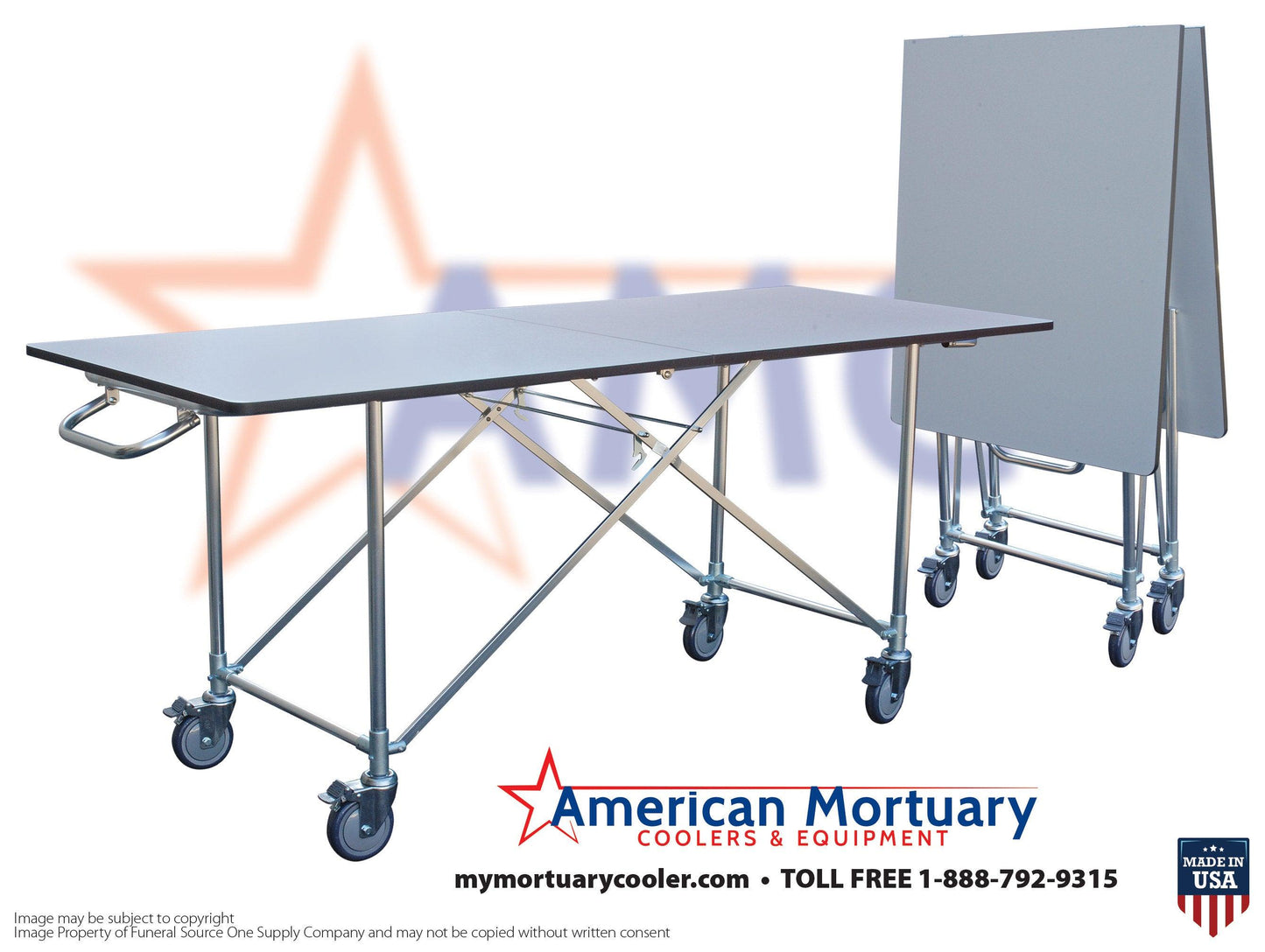 Oversized Width Folding Dressing Table (Single Table) -  American Mortuary Coolers Powered by Funeral Source One Supply Company 