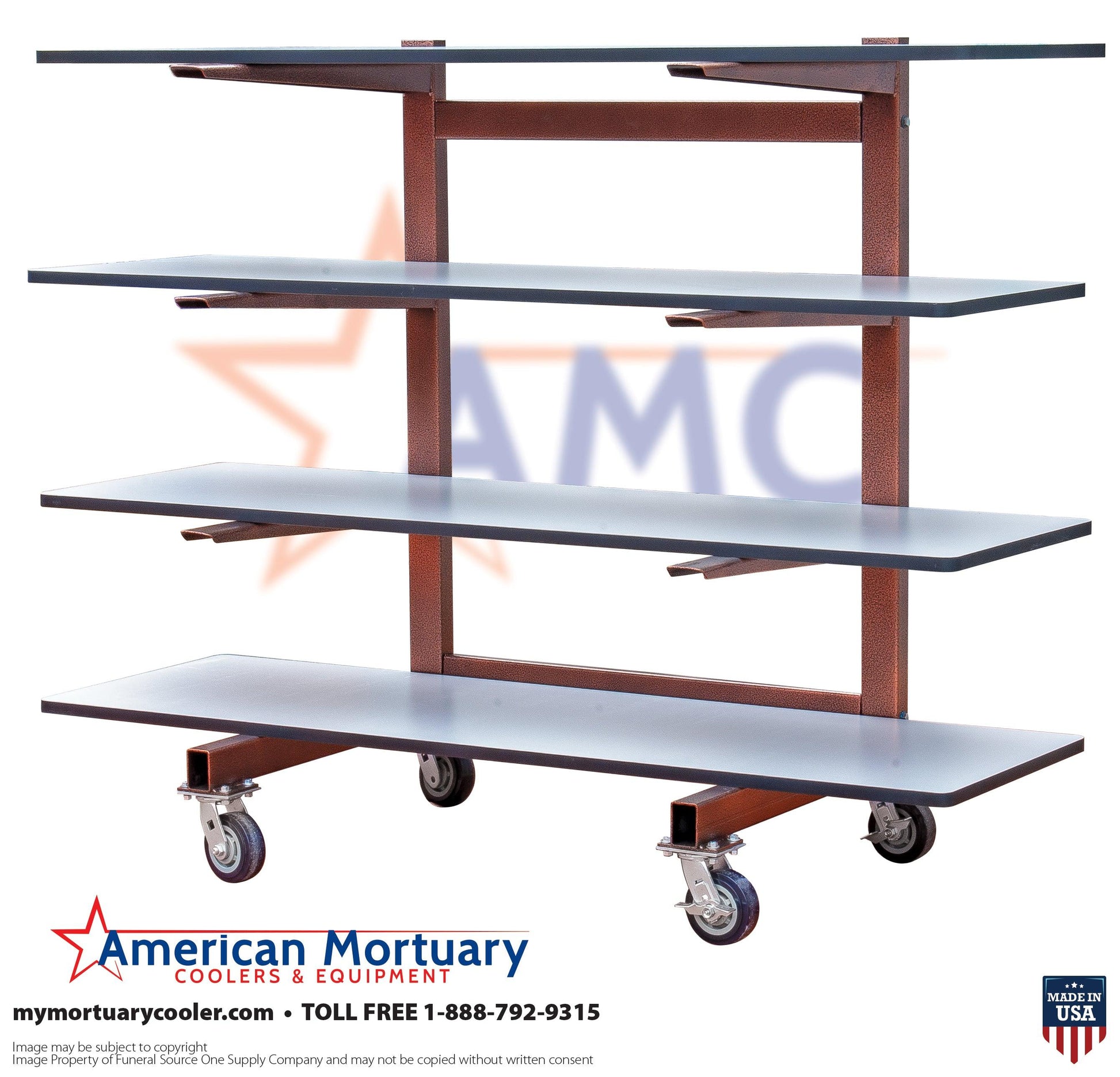 Premium 4-Tier Cantilever Mortuary Rack Model#4T-C -  American Mortuary Coolers Powered by Funeral Source One Supply Company 