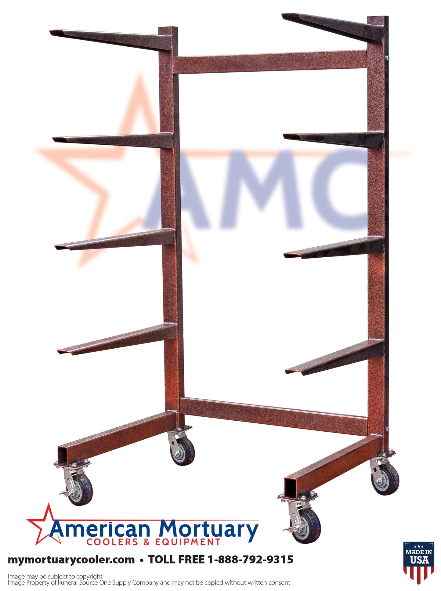 Premium 5-Tier Cantilever Mortuary Rack Model#5T-C Quick Deploy -  American Mortuary Coolers Powered by Funeral Source One Supply Company 