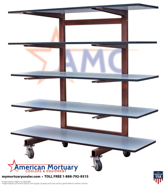 Premium 5-Tier Cantilever Mortuary Rack Model#5T-C Quick Deploy -  American Mortuary Coolers Powered by Funeral Source One Supply Company 