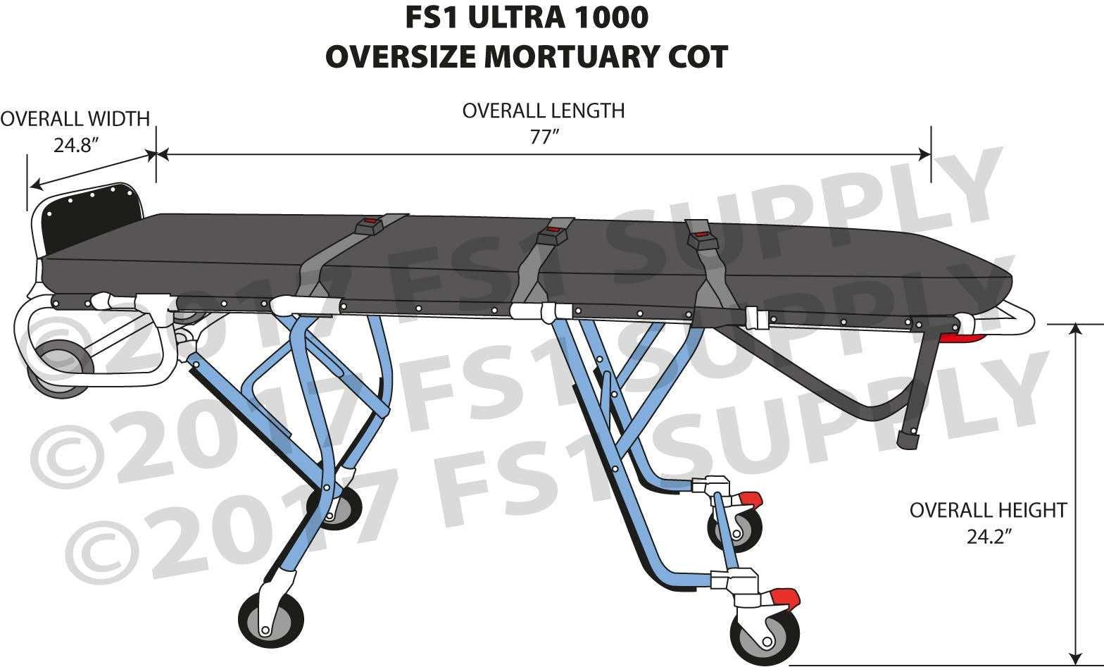 Multi-Level Bariatric Oversized Mortuary Cot Model FS1 Ultra 1000 - American Mortuary Coolers Powered by Funeral Source One Supply Company 